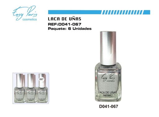 [D041-067] Laca de uñas plateado 6 pz - Cosméticos para belleza