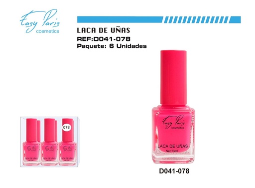 [D041-078] Laca de uñas easy Paris 6 pz - Cosméticos para manicura