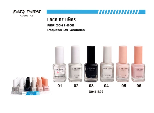 [D041-B02] Laca de uñas easy Paris 24 pz - Productos de manicura