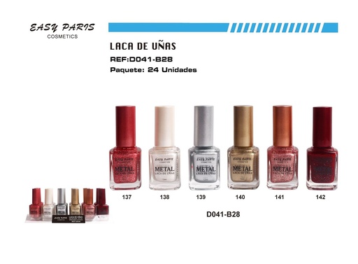 [D041-B28] Laca de uñas metalizada 24 pz - Cosméticos para belleza
