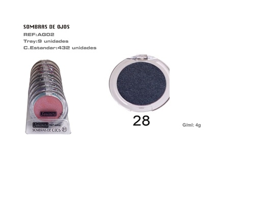 [AG02-28] Sombra de ojos gris oscuro 9 pz - Productos de maquillaje