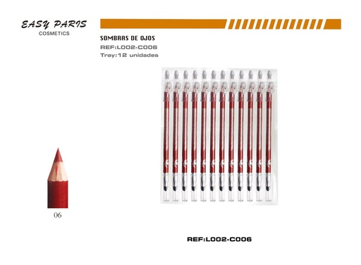 [L002-C06] Lápiz c/sacapunta + difuminador 12 pcs - Cosméticos