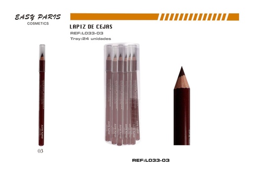 [L033-03] Lápiz de cejas marrón oscuro mina dura 24 unidades - Productos de maquillaje