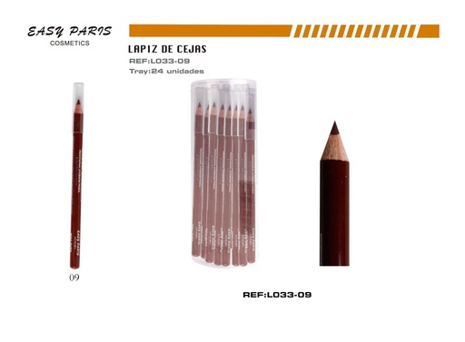 [L033-09] Lápiz de cejas marrón burdeos mina dura 24 unidades - Productos de maquillaje