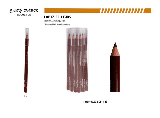 [L033-19] Lápiz de cejas marrón burdeos oscuro mina dura 24 unidades - Productos de maquillaje