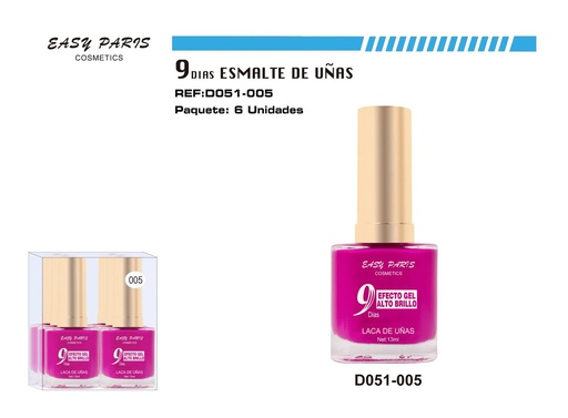[D051-005] Laca de uñas 9 días 6/u 144/u para esmalte duradero