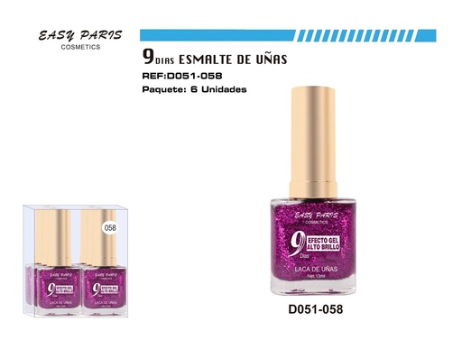 [D051-058] Laca de Uñas 9 Días 6/u 144/u - Esmaltes de uñas