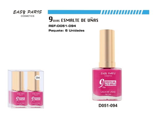 [D051-094] Laca de Uñas 9 Días 6/u 144/u - Esmaltes de uñas