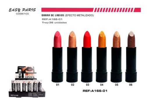 [A166-01] Barras de labios metalizadas 36/U - Labios con efecto metálico