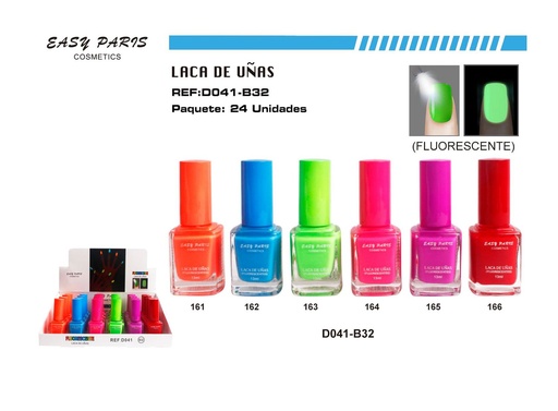 [D041-B32] Laca de Uñas Fluorescente 24/U - Esmaltes fluorescentes para uñas