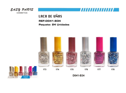 [D041-B34] Laca de Uñas Purpurina 24/U - Esmalte purpurina decorativa