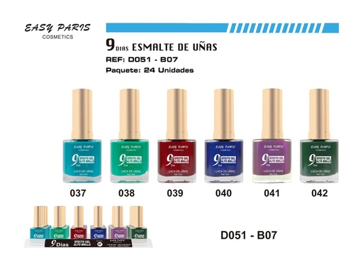 [D051-B07] Laca de Uñas 9 Días 24/u - Esmaltes de uñas