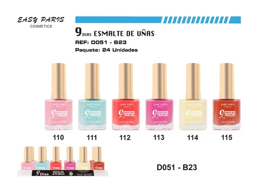 [D051-B23] Laca de Uñas 9 Días 24/u - Esmaltes de uñas