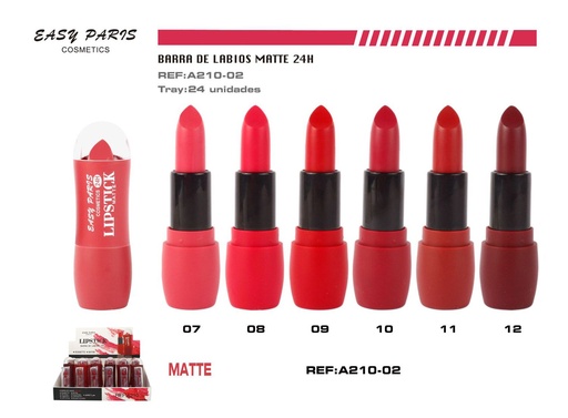 [A210-02] Barra de labios matte 24h 24 unidades - Cosméticos