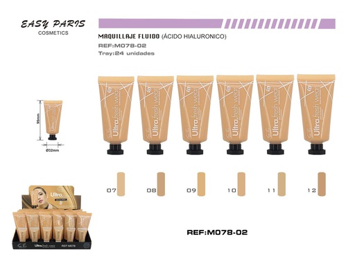 [M078-02] Maquillaje ultra fresco 24h ácido hialurónico 24 unidades - Maquillaje