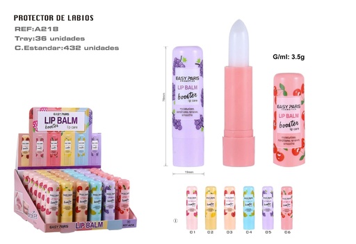 [A218-01] Protector Labial Aroma Frutas 36/U - Bálsamo labial con aroma frutal