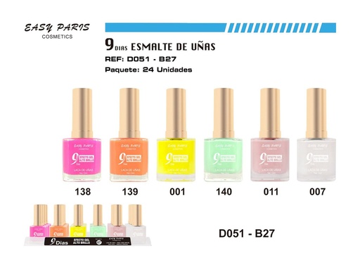 [D051-B27] Laca de Uñas 9 Días 24/u - Esmaltes de uñas