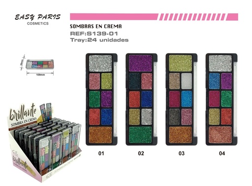 [S139-01] Sombras de ojos en crema 8 colores 24 unidades - Productos de maquillaje
