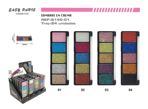 [S140-01] Crema de sombra de ojos 5 colores 24U - Cosméticos