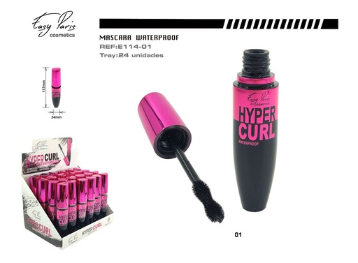 [E114-01] Máscara negra Hyper Curl waterproof 24 unidades - Maquillaje y belleza