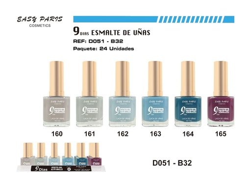 [D051-B32] Laca de Uñas 9 Días 24/u - Esmaltes de uñas