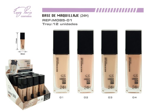 [M085-01] Base maquillaje luminoso skin 24h F15 12/u - Productos de maquillaje