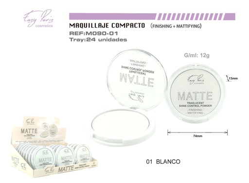 [M090-01] Fijador translúcido matte 24u - Productos de maquillaje