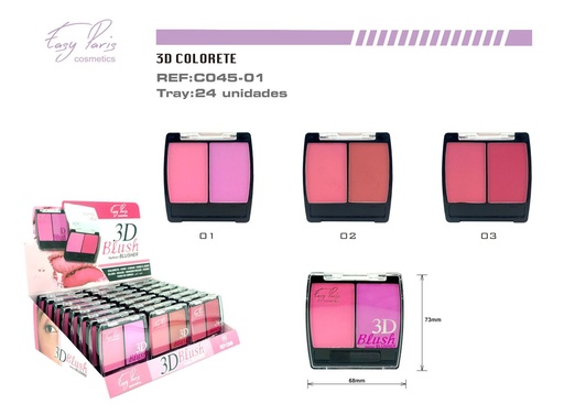 [C045-01] Colorete 3D doble 24 unidades - Cosméticos
