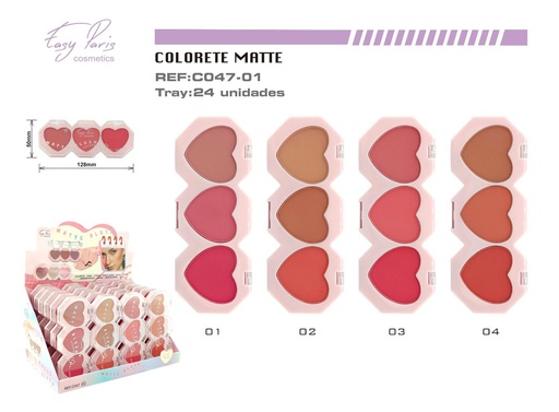 [C047-01] Colorete trío 24 unidades - Cosméticos y maquillaje