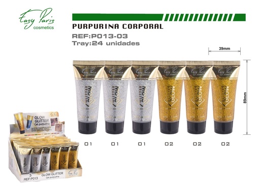 [P013-03] Glitter purpurina en gel 24/u para maquillaje