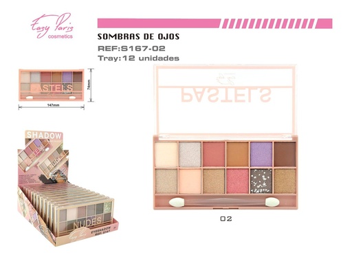 [S167-02] Sombra de ojos pastel 12 unidades - Cosméticos y maquillaje