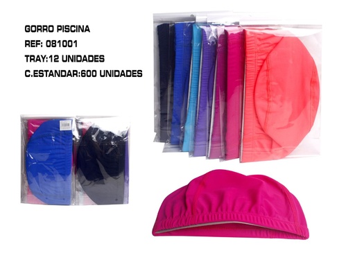 [081001] Gorro de piscina de tela (12 unidades) - Accesorios para natación
