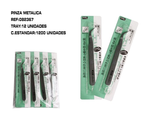 [082367] Pinzas de metal punta fina curvada 12/u - Pinzas depilar