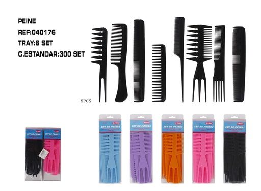 [040176] Juego de 8 piezas de peines 6/U - Accesorios para el cabello