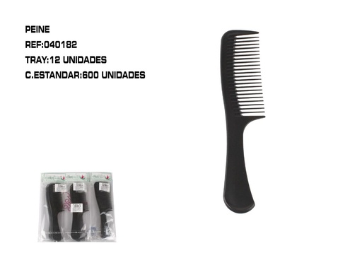 [040182] Peine negro con mango 12 unidades - Accesorios para el cabello