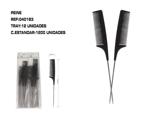 [040183] Peine de púas metálico de 23cm (12 unidades) - Accesorios de peinado
