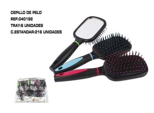 [040192] Cepillo de pelo neumático c/espejo 6/u - Accesorios de belleza