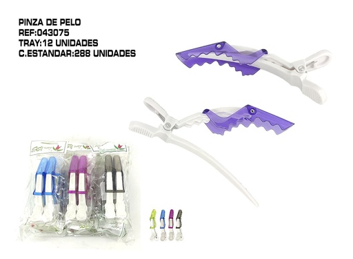 [043075] Pinza cocodrilo 2 unidades 12 unidades - Accesorios de peinado
