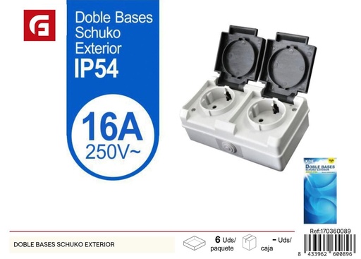 [170360089] Base doble Schuko para exteriores - Suministros eléctricos