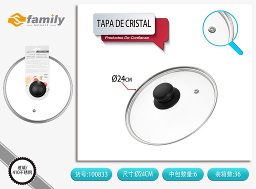 [317100833] Tapa de cristal 24cm - Utensilios de cocina