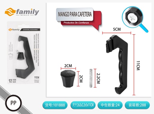 [101888] Mango de cafetera aluminio 12 tazas - Accesorios para bebidas