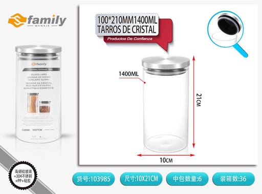 [103985] Tarros herméticos de cristal 100*210mm - Almacenamiento en cocina