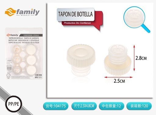 [317104175] Tapon de botella PP color beige 6pcs - Sellos de botellas para bebidas