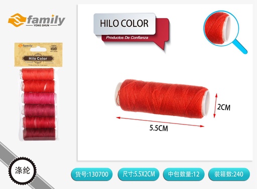 [130700] Hilo colorido en degradado rojo 6PCS - Accesorios de costura