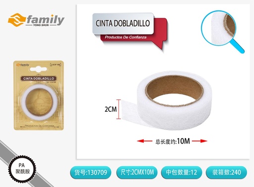 [130709] Cinta Doblillo 2.0CM*10M Blanca - Cinta de tela para dobladillos
