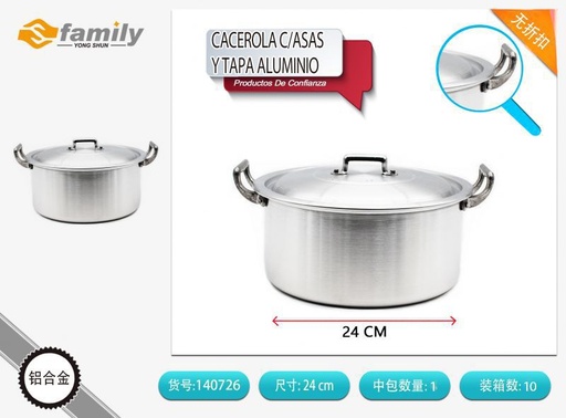 [317140726] Cacerola de aluminio con asas y tapa 24cm - Utensilios de cocina