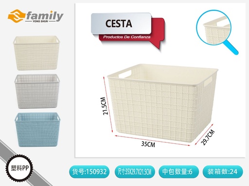 [150932] Cesta de almacenamiento grande 35x29.7x21.5 cm - Organización y almacenamiento en el hogar