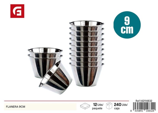 [142114832] Flanera 9CM - Molde de flan de acero inoxidable