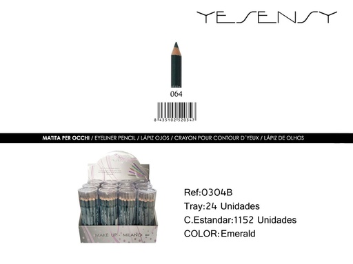 [0304B-064] Lápiz de ojos 12 unidades color negro - Artículos de maquillaje