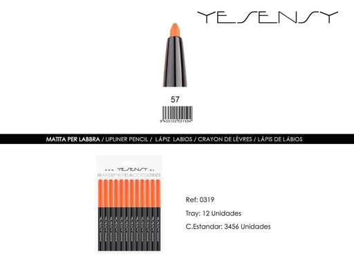 [0319-57] Lápiz de ojos/labios - 12 unidades - Color naranja - Maquillaje y cosméticos